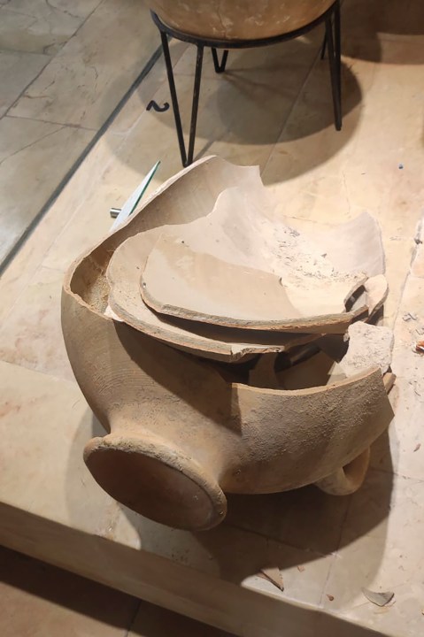 A rare Bronze Age vase was accidentally broken by a four-year-old child during a visit to a museum in Haifa, Israel.